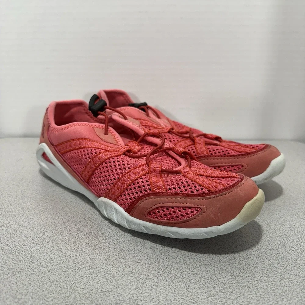 LANDS END Womens 7B Water Sport Mesh Slip-on Sneakers Pink Bungee‎ Drawstring